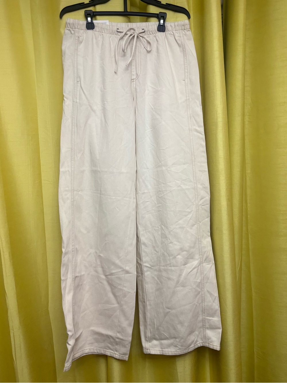 H&M Pale Beige Wide-Leg Drawstring Jeans